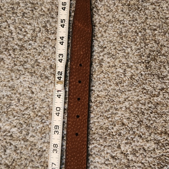 SOUTHWESTERN STYLE BROWN LEATHER BELT W/SILVER TONED OLD WEST ACCENT BUCKLE - Picture 6 of 6